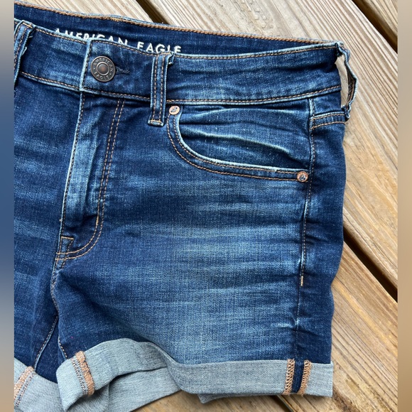 American Eagle Outfitters Super Stretch Midi Women's Blue Denim Shorts Size 12 - Picture 5 of 8